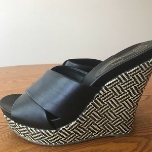 Jessica Simpson Black Tall Wedge Sandals